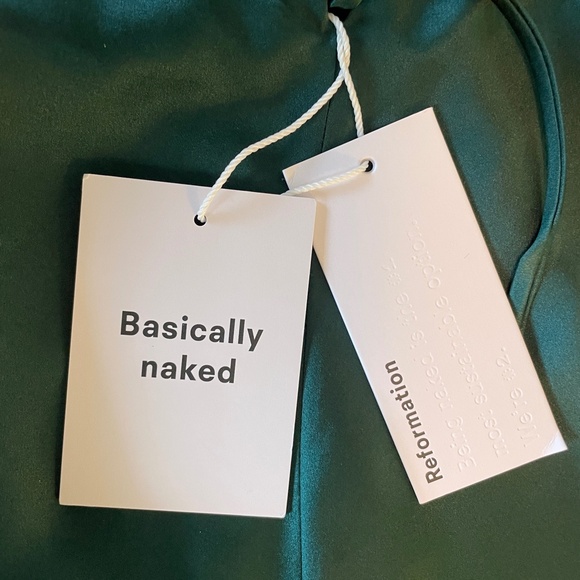 NWT Reformation Anaiis Silk Dress Size 6 Hunter - Picture 10 of 11